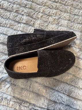 INC Black Embellished Slip-On Sneakers size 6
